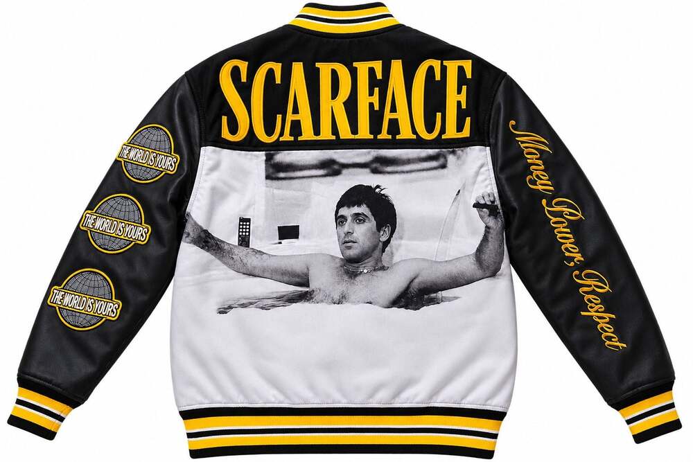 Reason Clothing Scarface The World Is Yours Varsity Jacket Black Size M